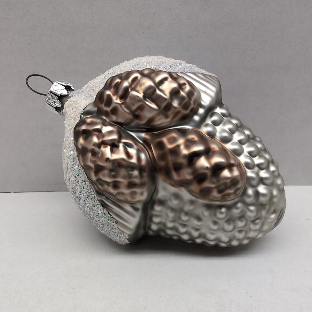 Vintage Glass Pinecone Acorn Glittered Christmas Ornament Germany